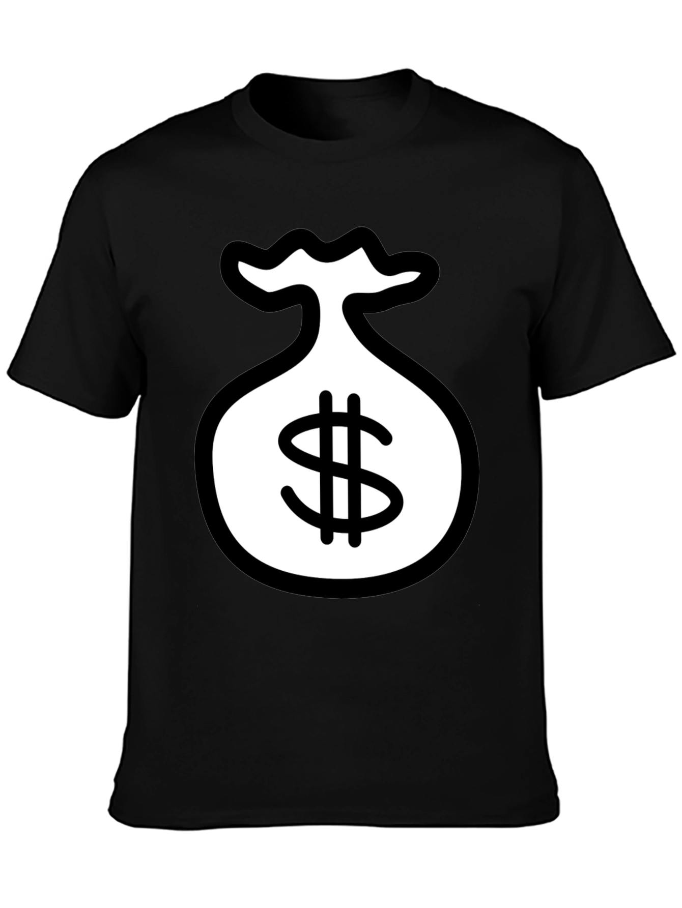 Black T-Shirt with Money Bag Graphic