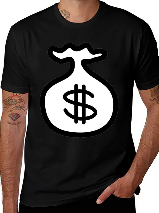 Black T-Shirt with Money Bag Graphic