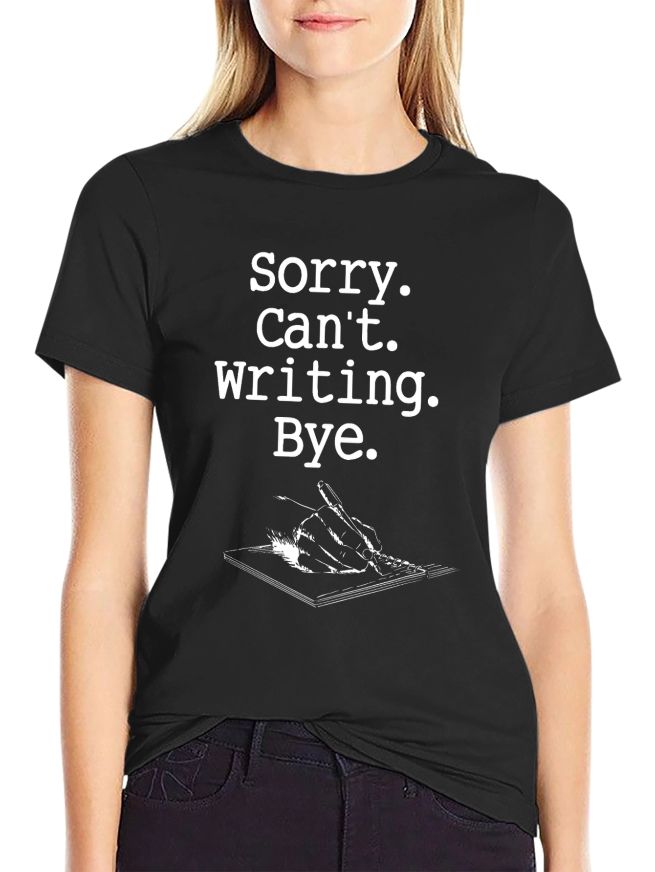 Sorry Cant Writing Black Graphic Tee