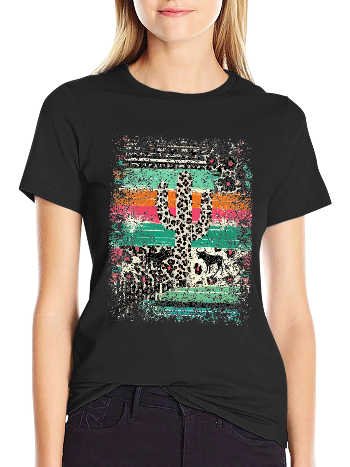 Desert Leopard Cactus Graphic Tee
