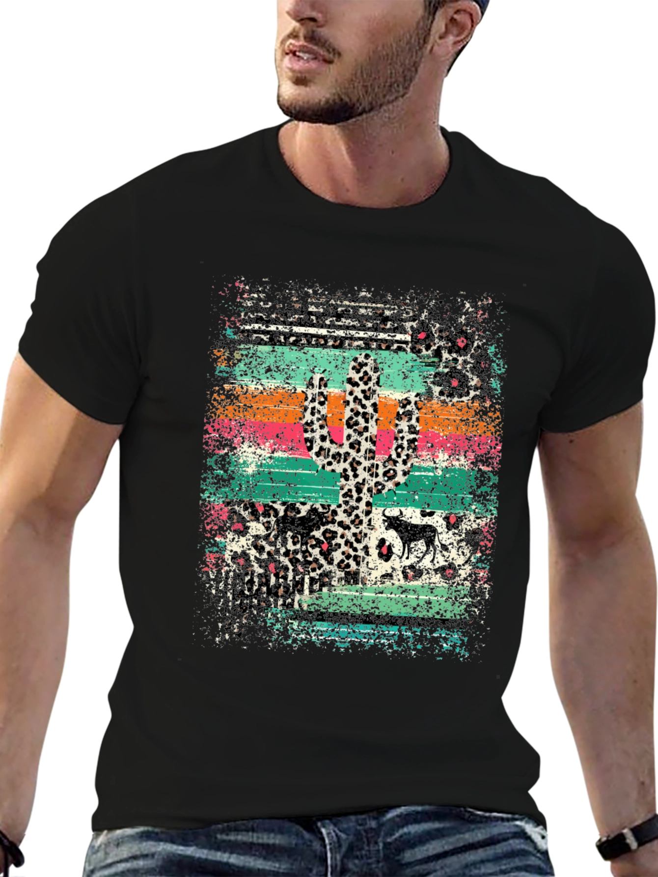 Desert Leopard Cactus Graphic Tee