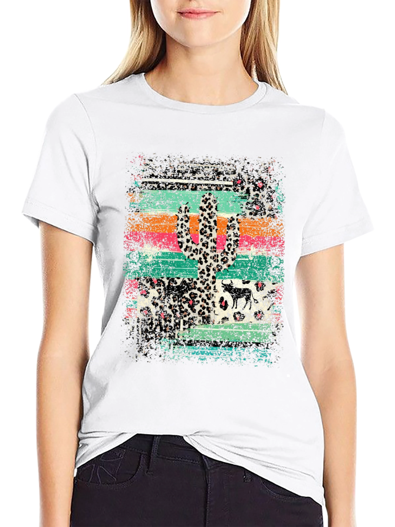Desert Leopard Cactus Graphic Tee