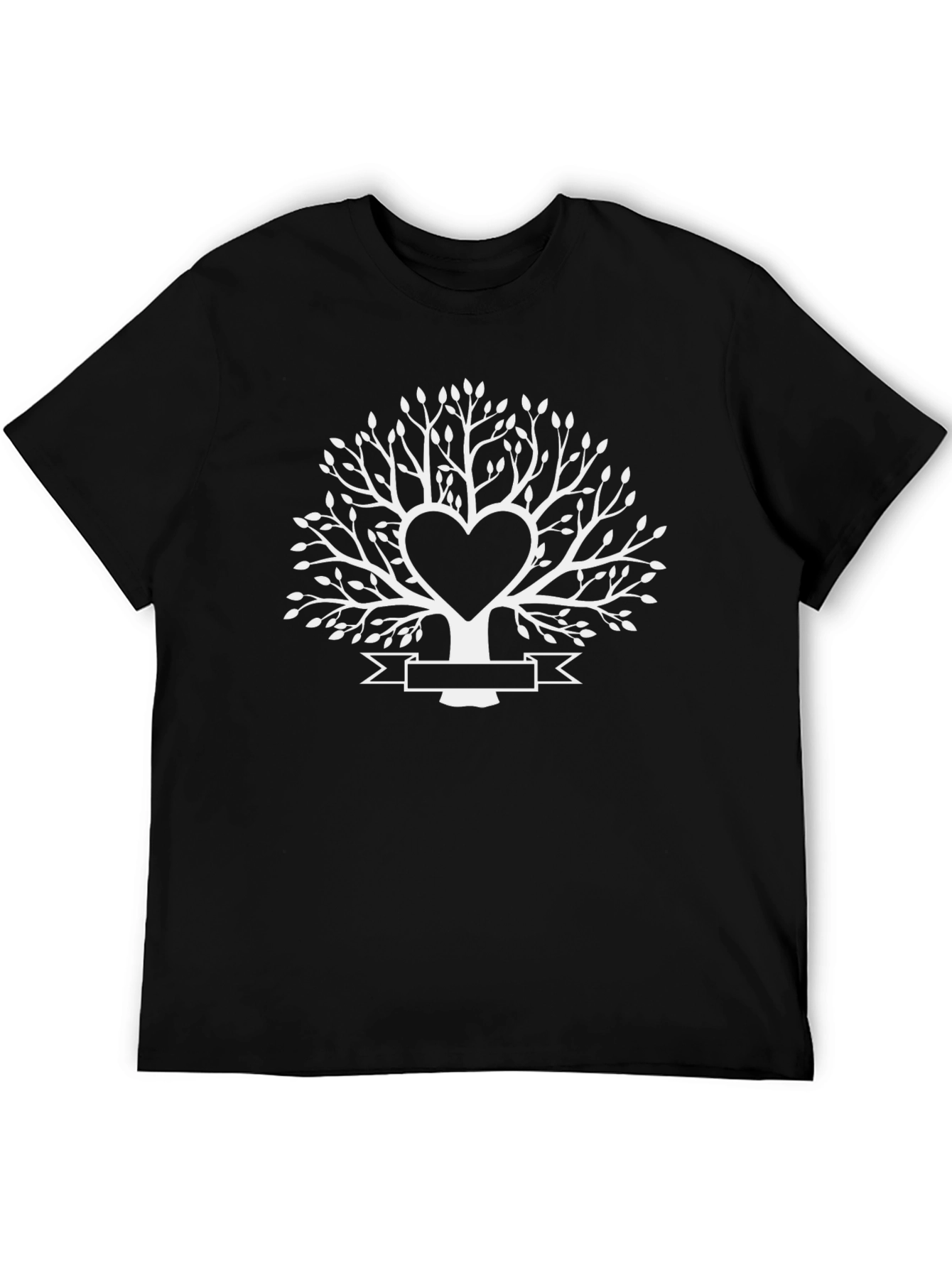 Heart Tree Graphic Tee - Stylish Black T-Shirt
