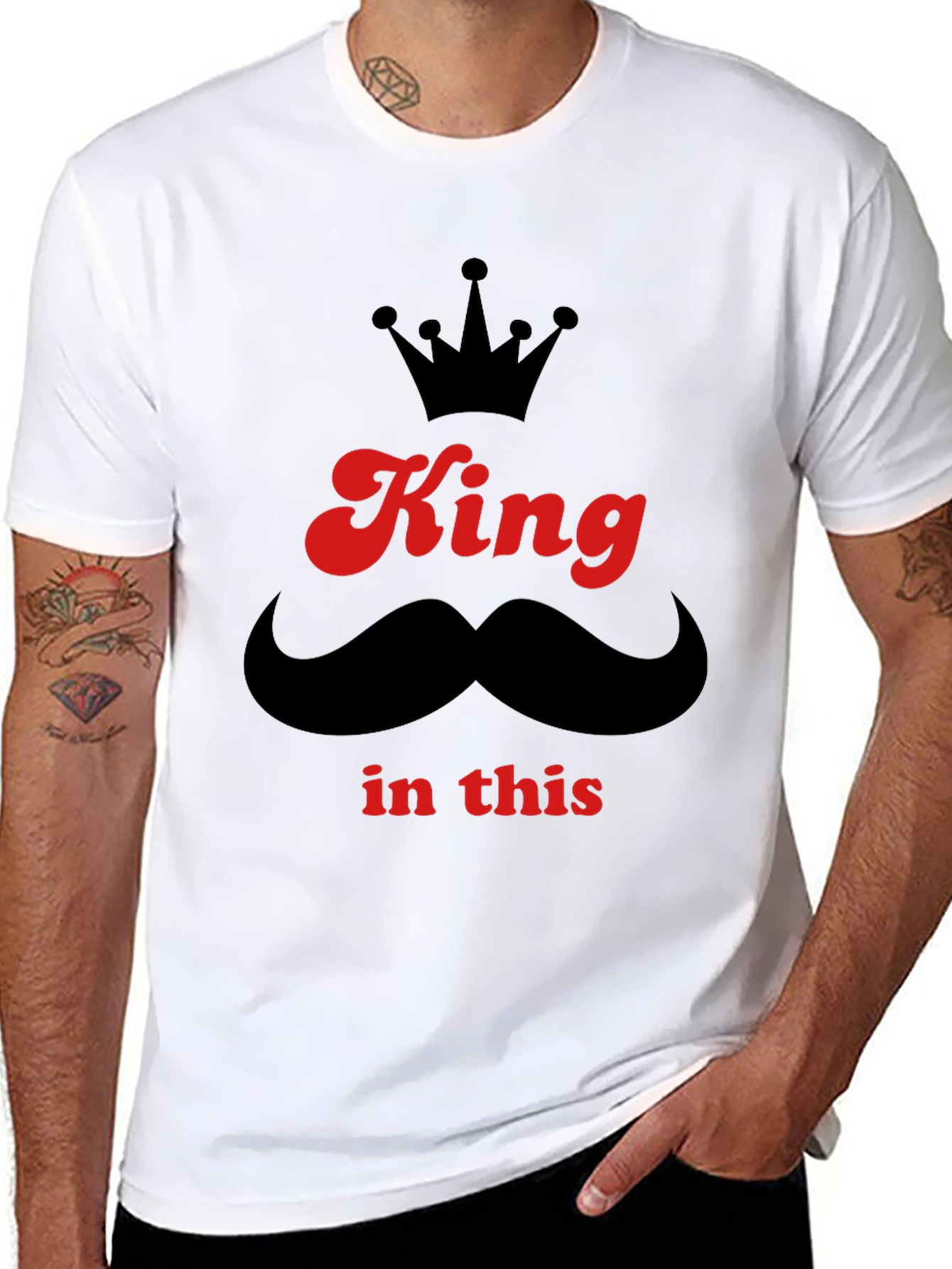 King In This T-Shirt - Crown & Mustache Graphic