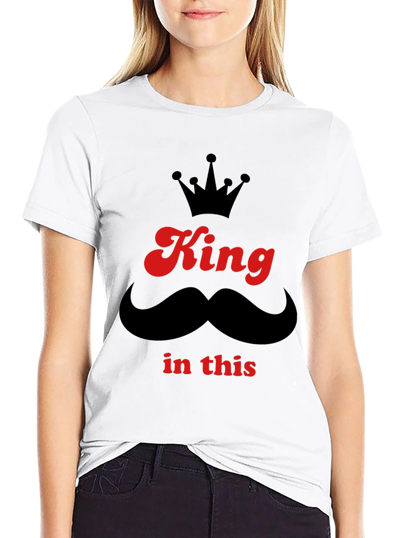 King In This T-Shirt - Crown & Mustache Graphic