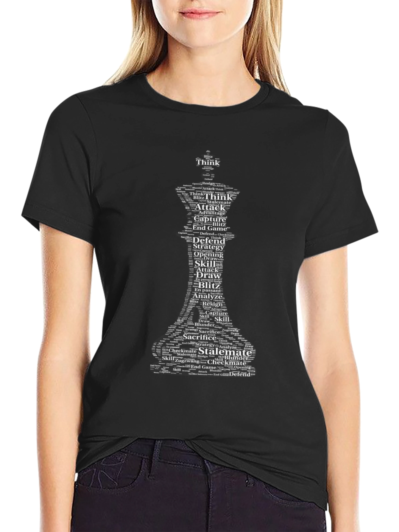 Chess Word Art T-Shirt - Think Strategy Attack