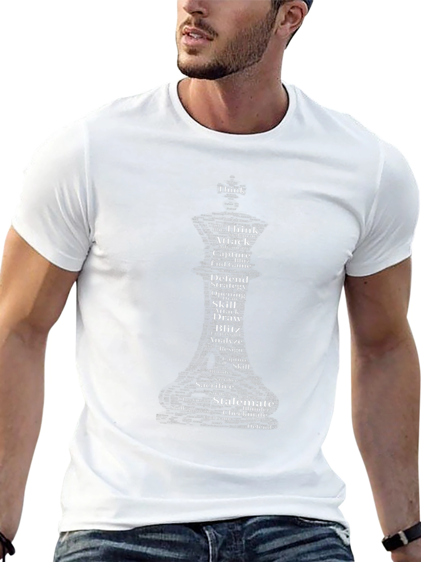 Chess Word Art T-Shirt - Think Strategy Attack