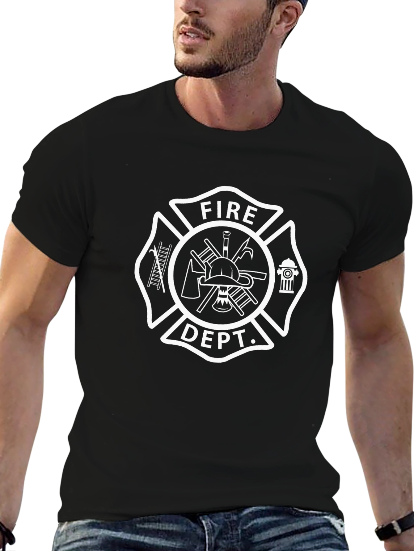 Fire Department Maltese Cross Graphic T-Shirt