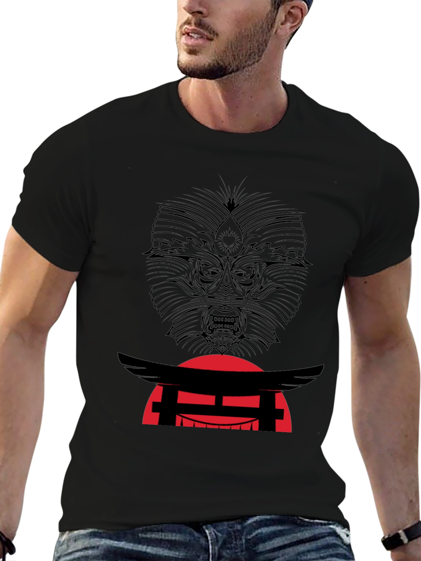 Graphic Tee: Japanese Gate & Mask Design