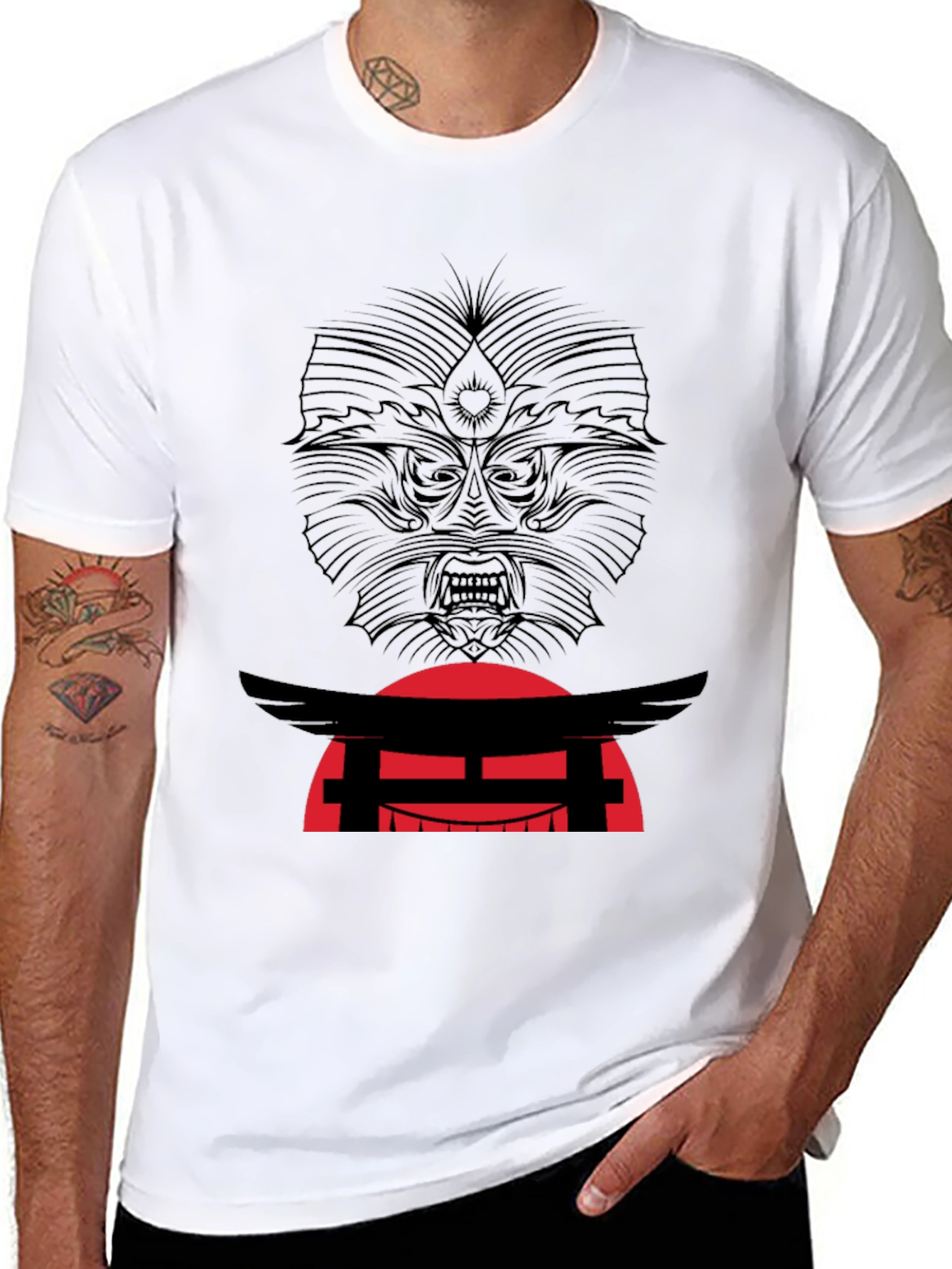 Graphic Tee: Japanese Gate & Mask Design