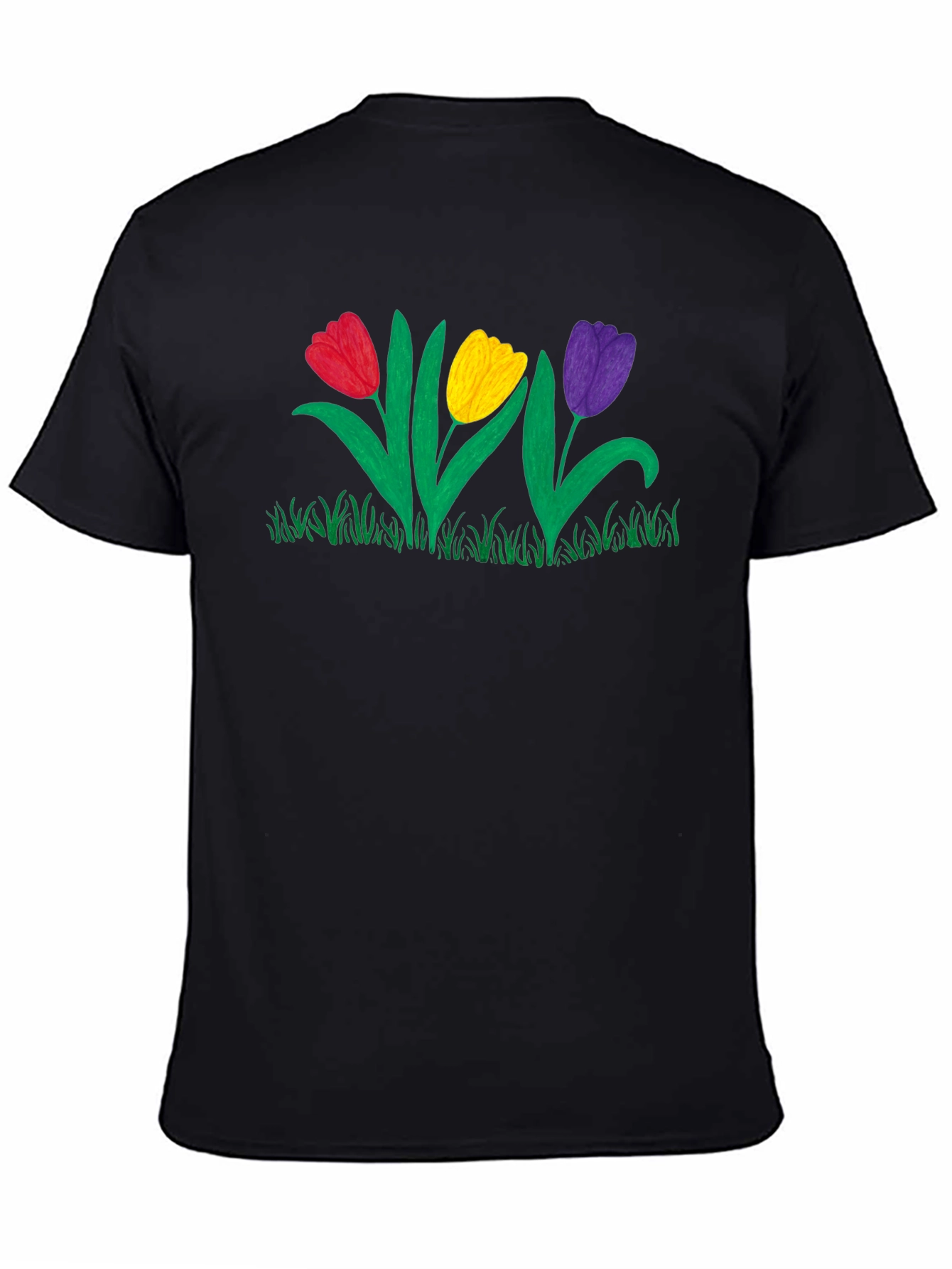 Tulip Garden Graphic Black T-Shirt