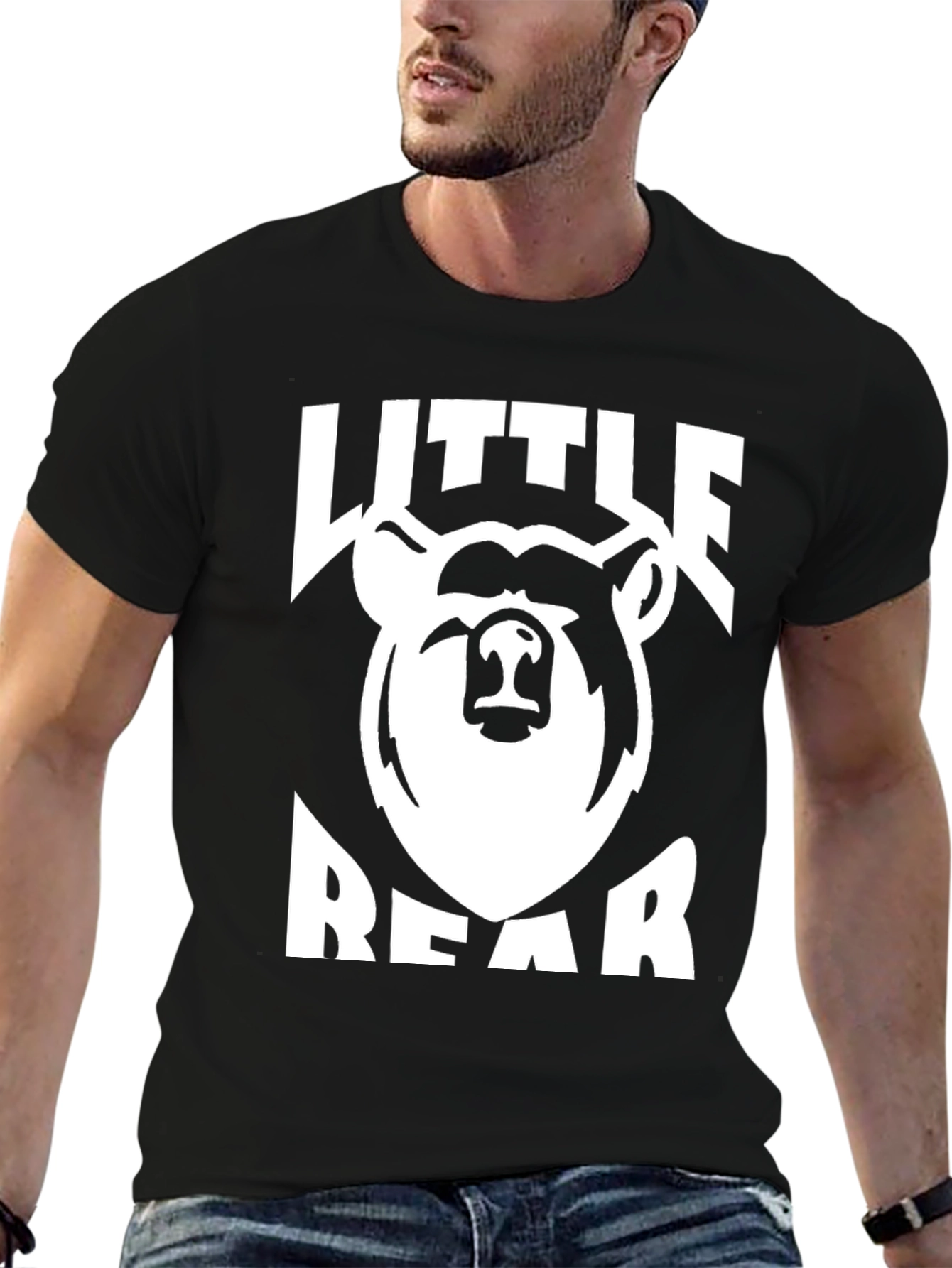 Little Bear Graphic Tee - Black Cotton T-Shirt