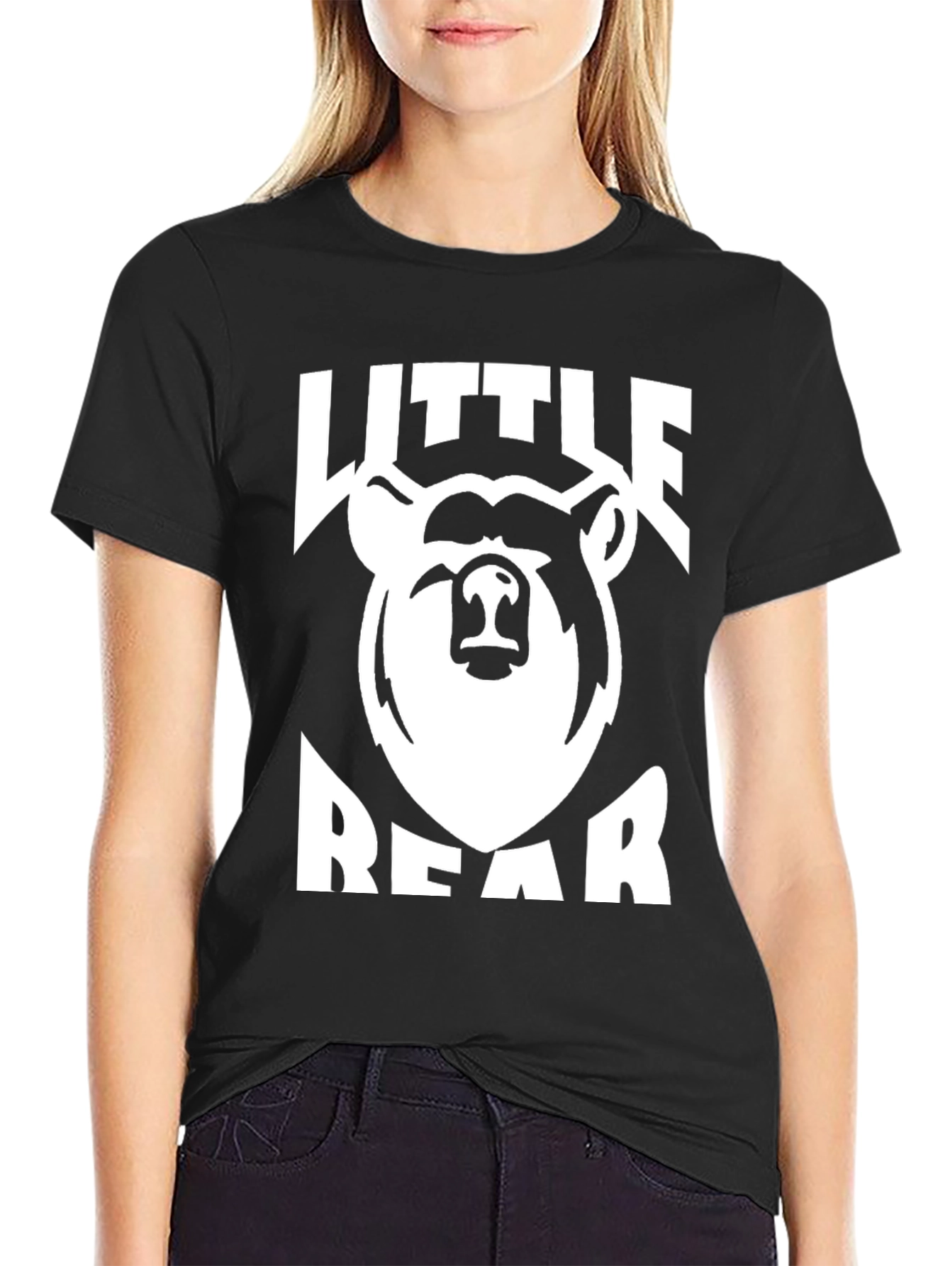 Little Bear Graphic Tee - Black Cotton T-Shirt
