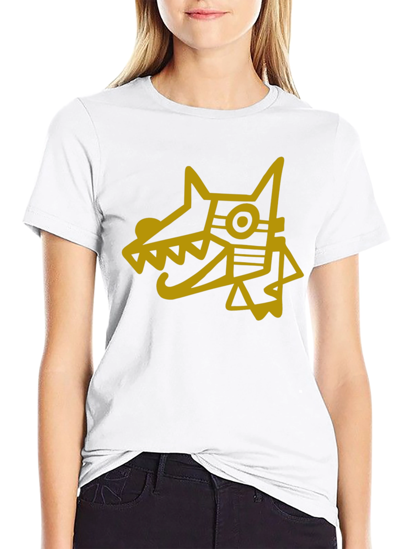 Aztec Dog Graphic Tee - Black Cotton Blend