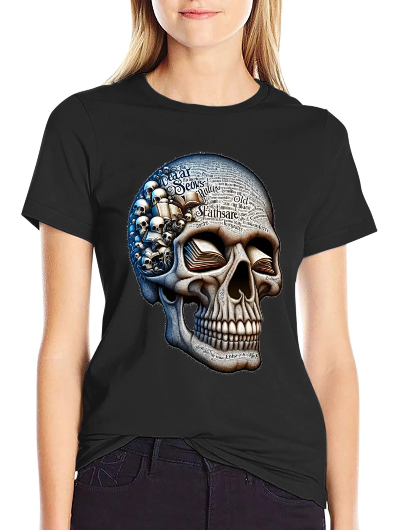 Skull with Books T-Shirt