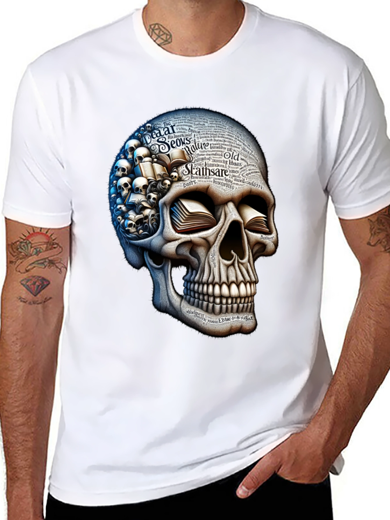 Skull with Books T-Shirt