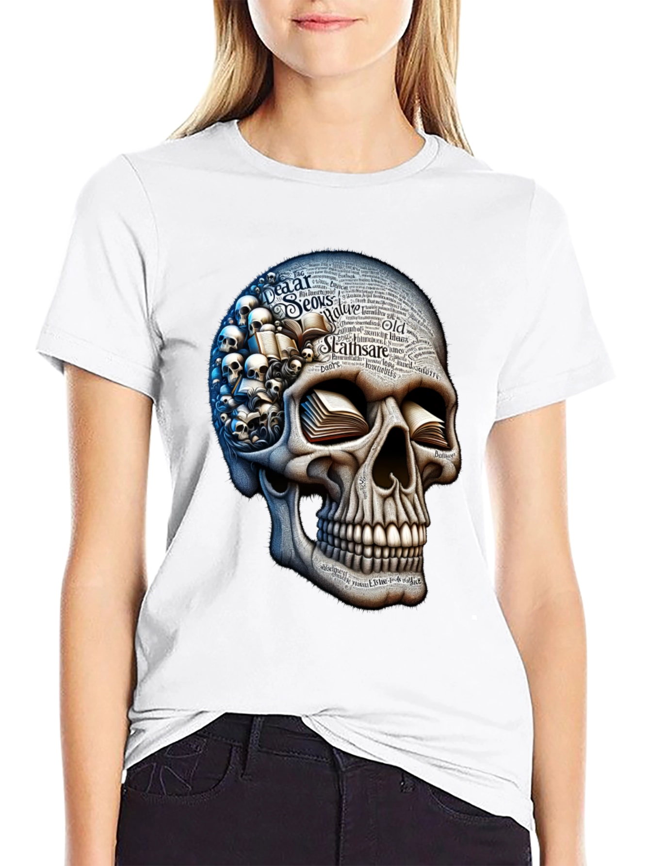 Skull with Books T-Shirt