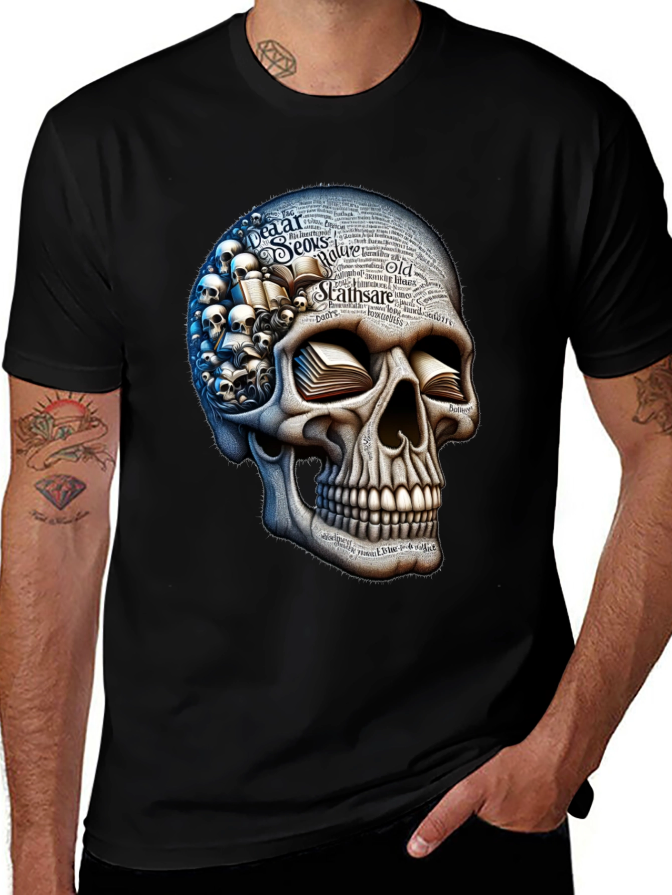 Skull with Books T-Shirt
