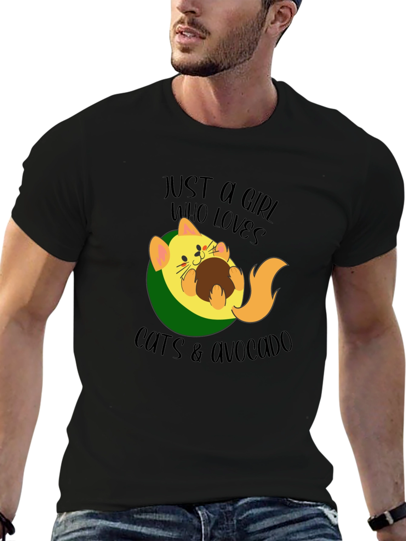 Cat & Avocado Graphic Tee - Womens Funny T-Shirt