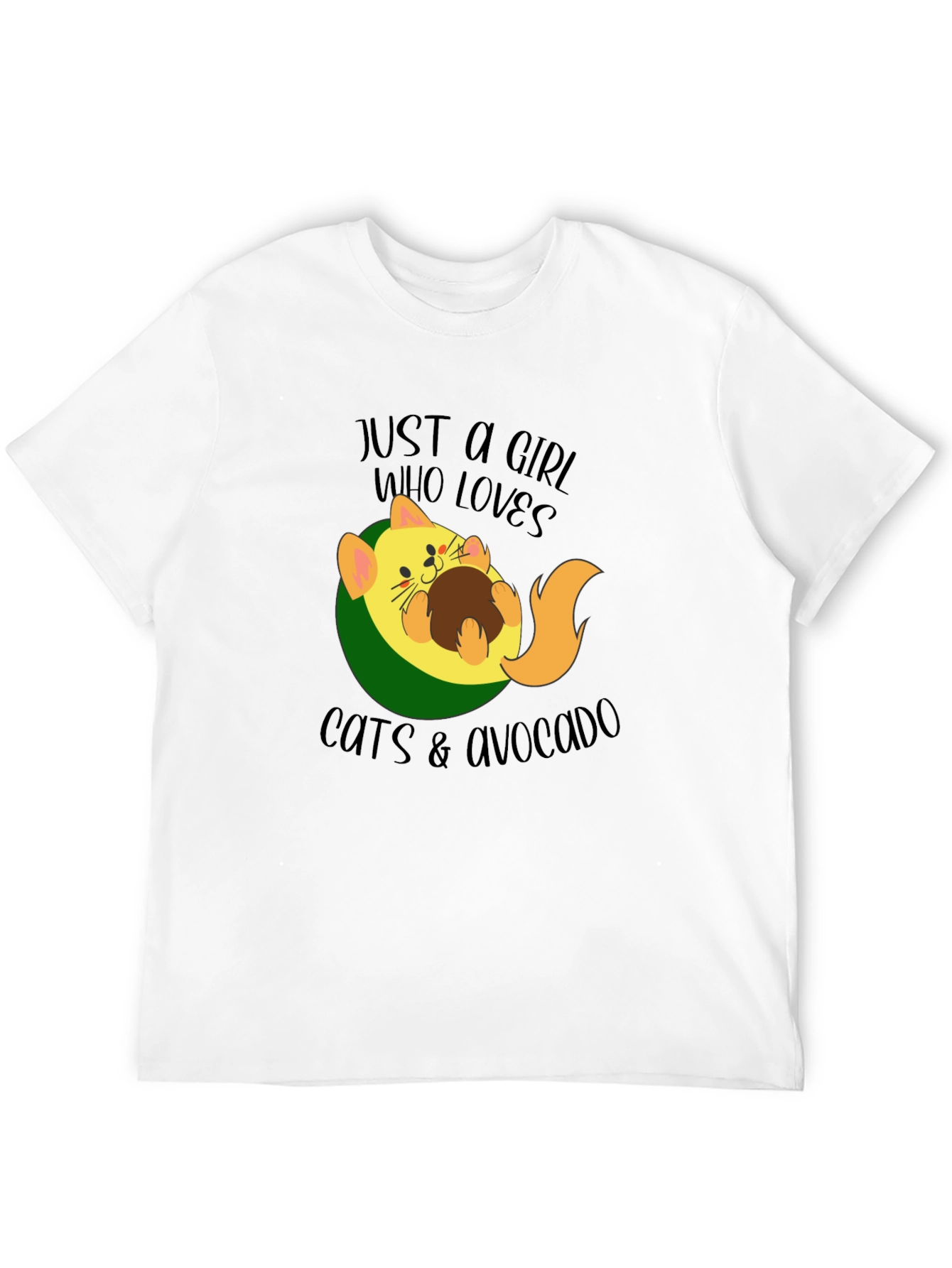 Cat & Avocado Graphic Tee - Womens Funny T-Shirt
