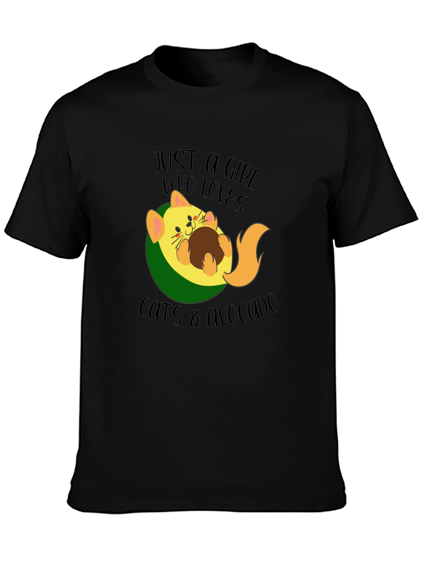 Cat & Avocado Graphic Tee - Womens Funny T-Shirt