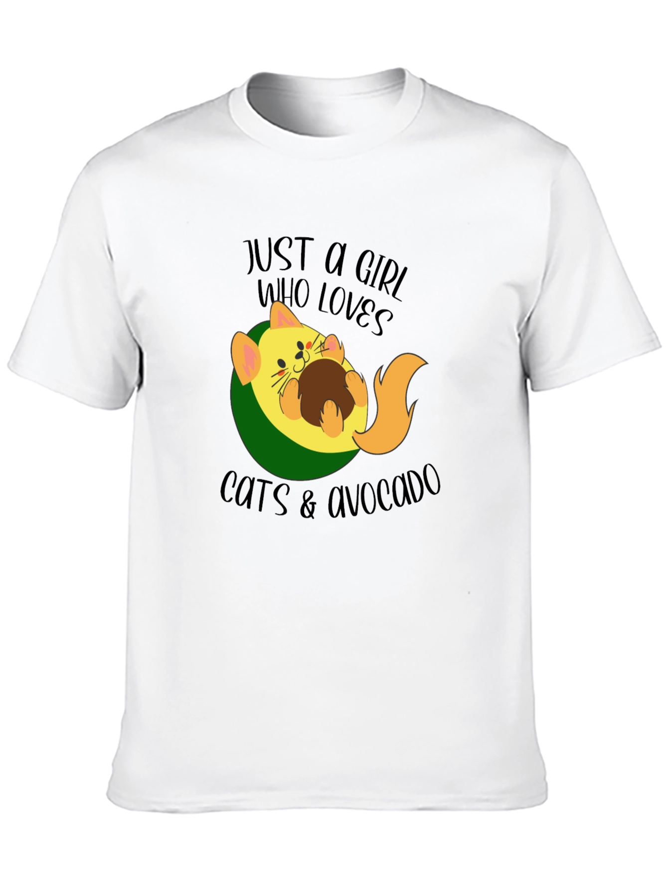Cat & Avocado Graphic Tee - Womens Funny T-Shirt