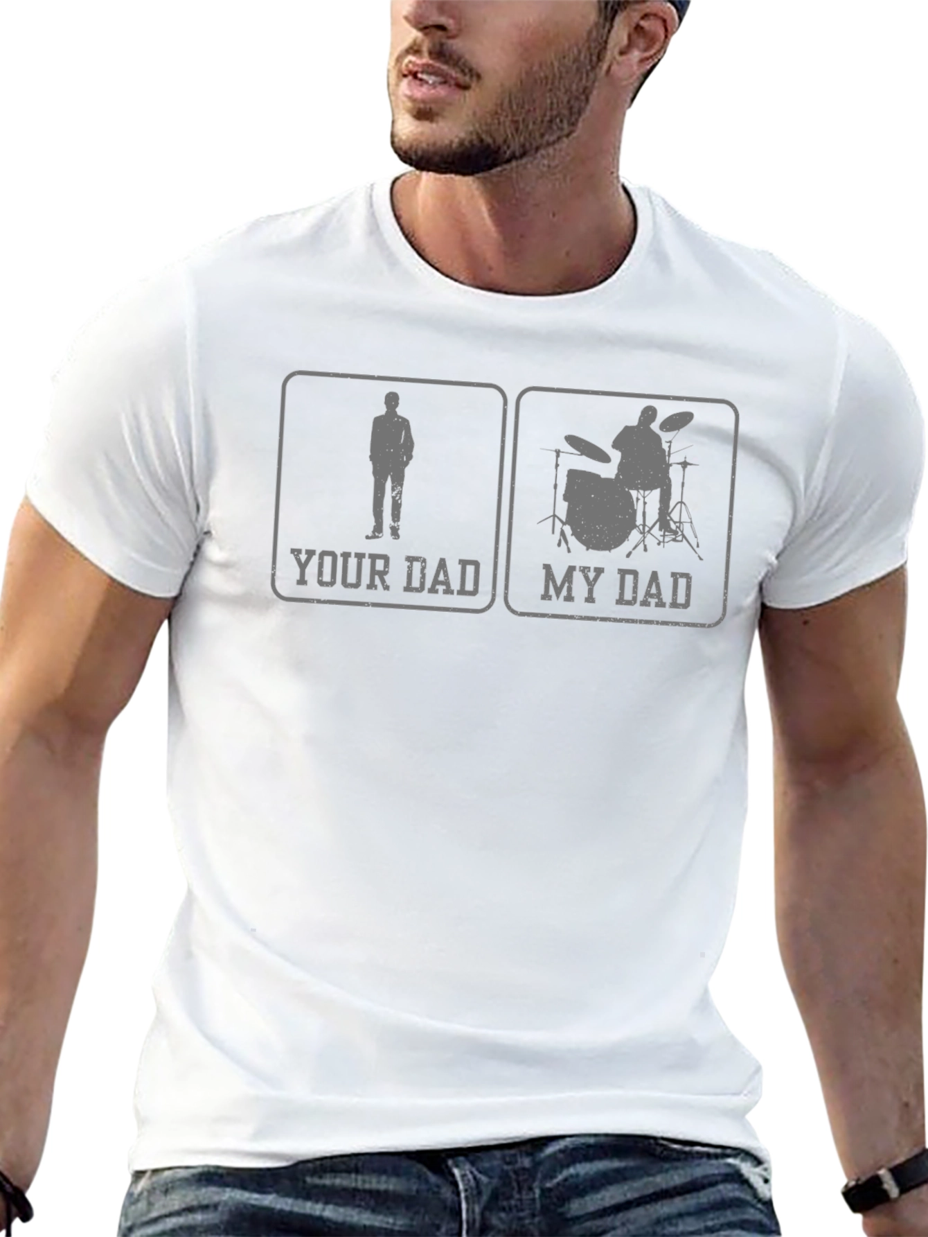 Your Dad My Dad Drummer Graphic Tee - Black
