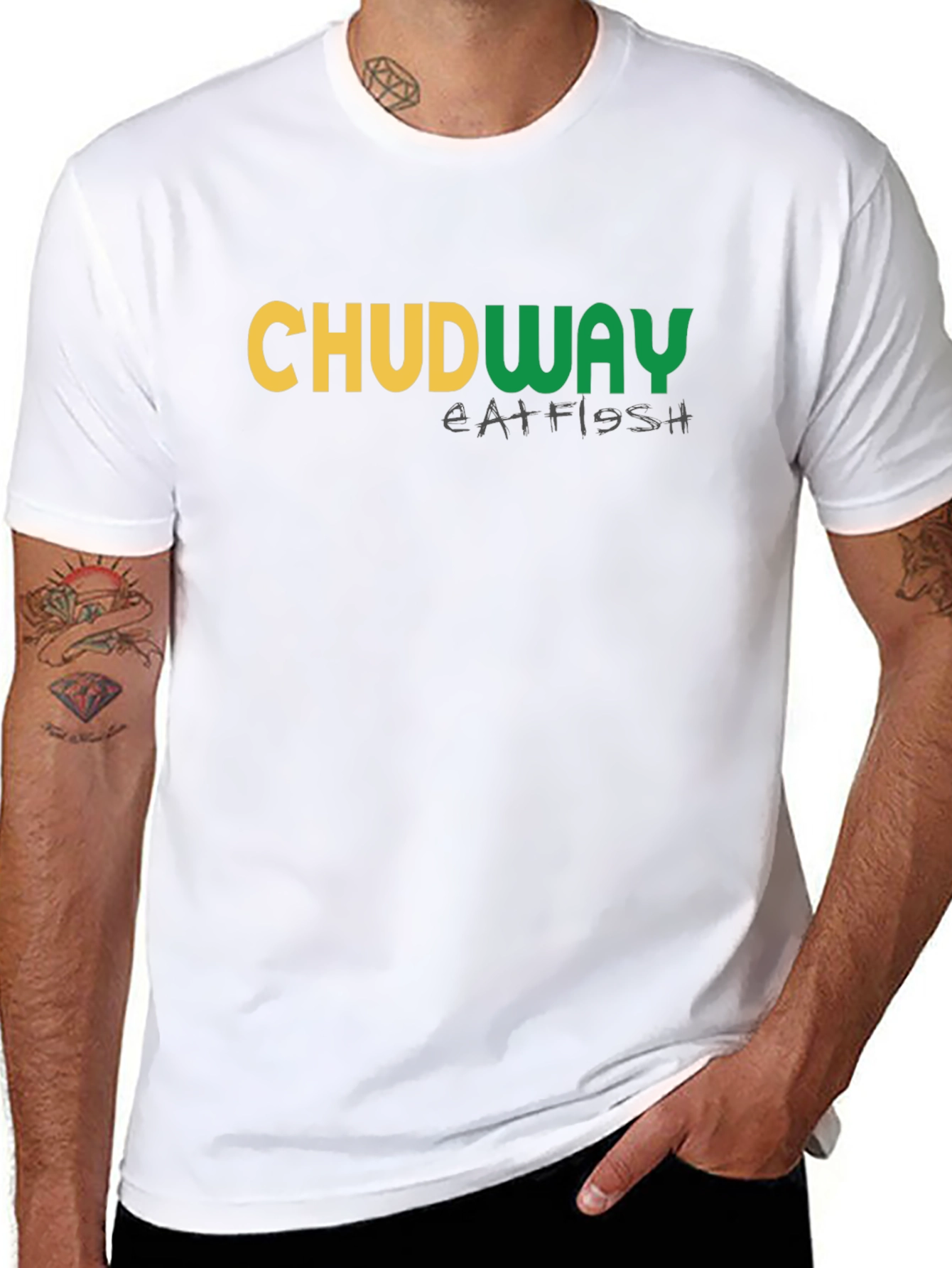 Chudway Eat Fish Graphic T-Shirt - Black