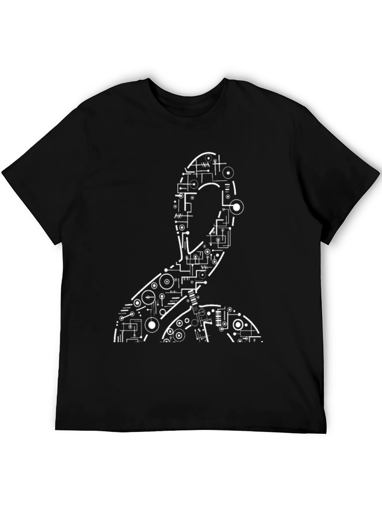 Abstract Circuit Man Graphic Tee - Black