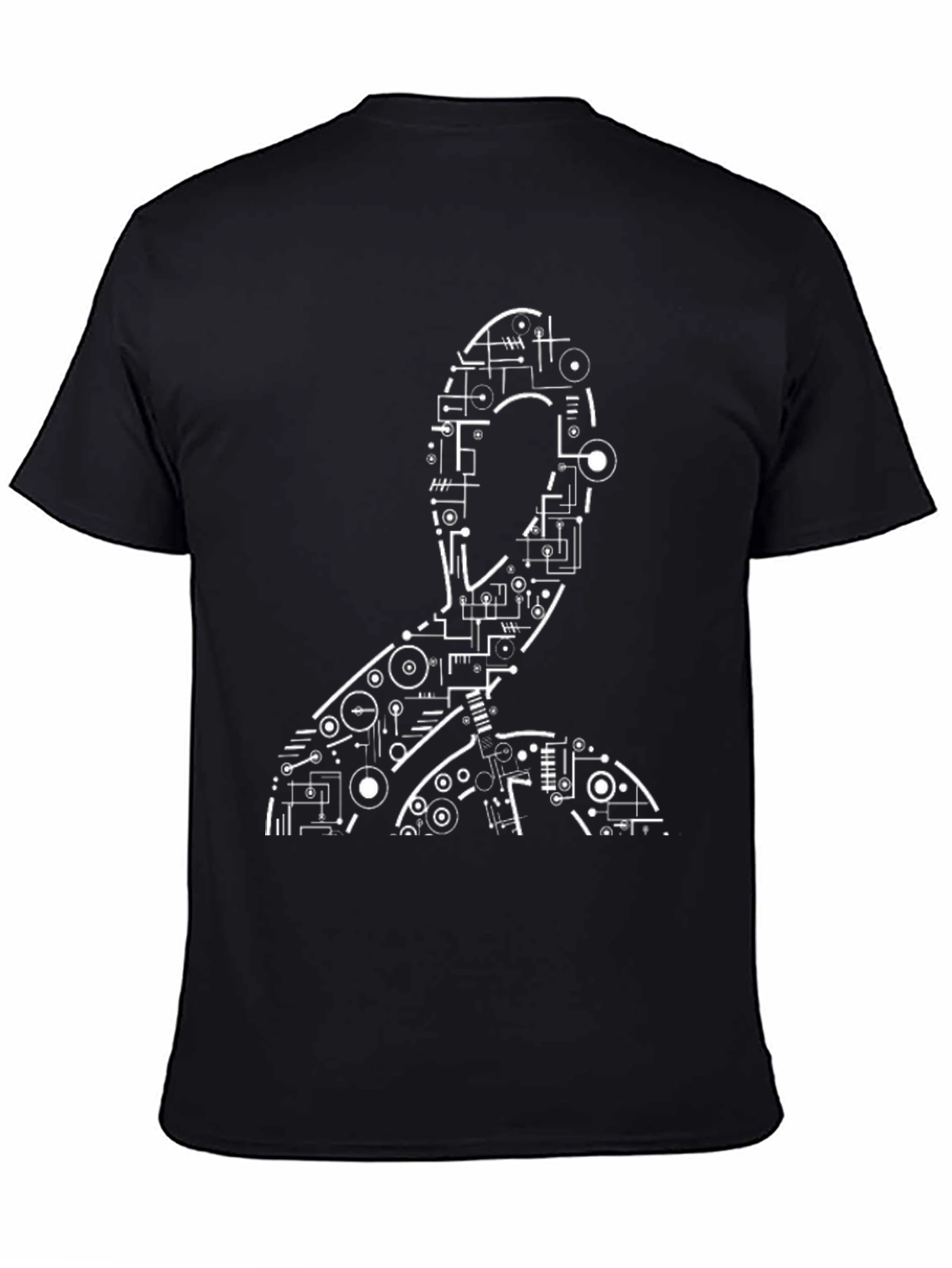Abstract Circuit Man Graphic Tee - Black