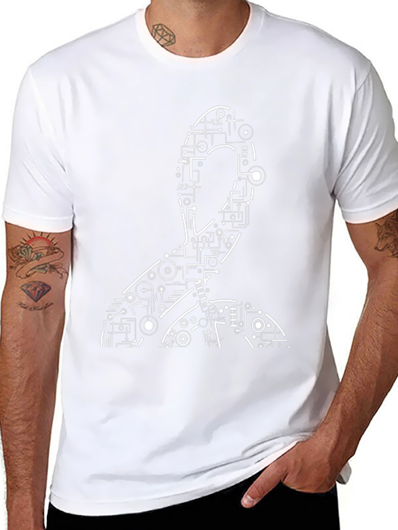 Abstract Circuit Man Graphic Tee - Black