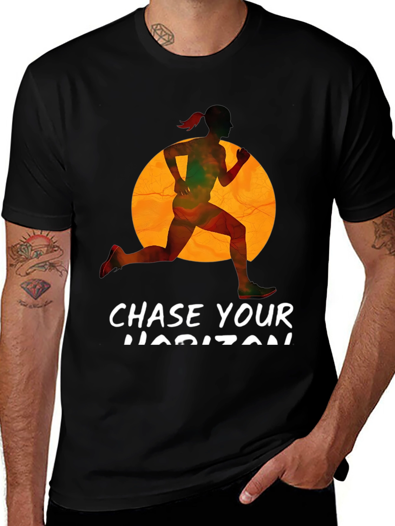 Chase Your Horizon Black Graphic Tee