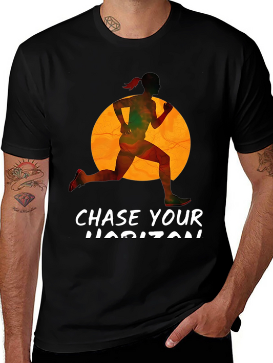 Chase Your Horizon Black Graphic Tee