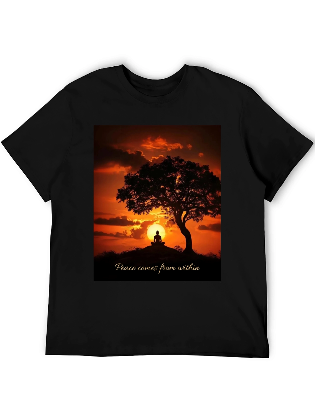 Peace Within Graphic Tee - Sunset Meditation Shirt