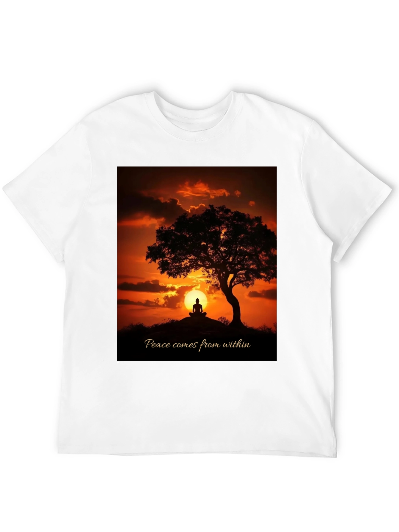 Peace Within Graphic Tee - Sunset Meditation Shirt