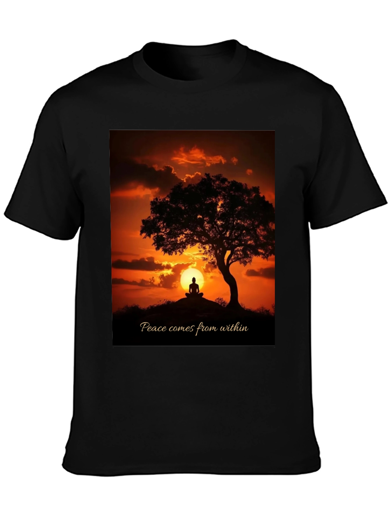Peace Within Graphic Tee - Sunset Meditation Shirt
