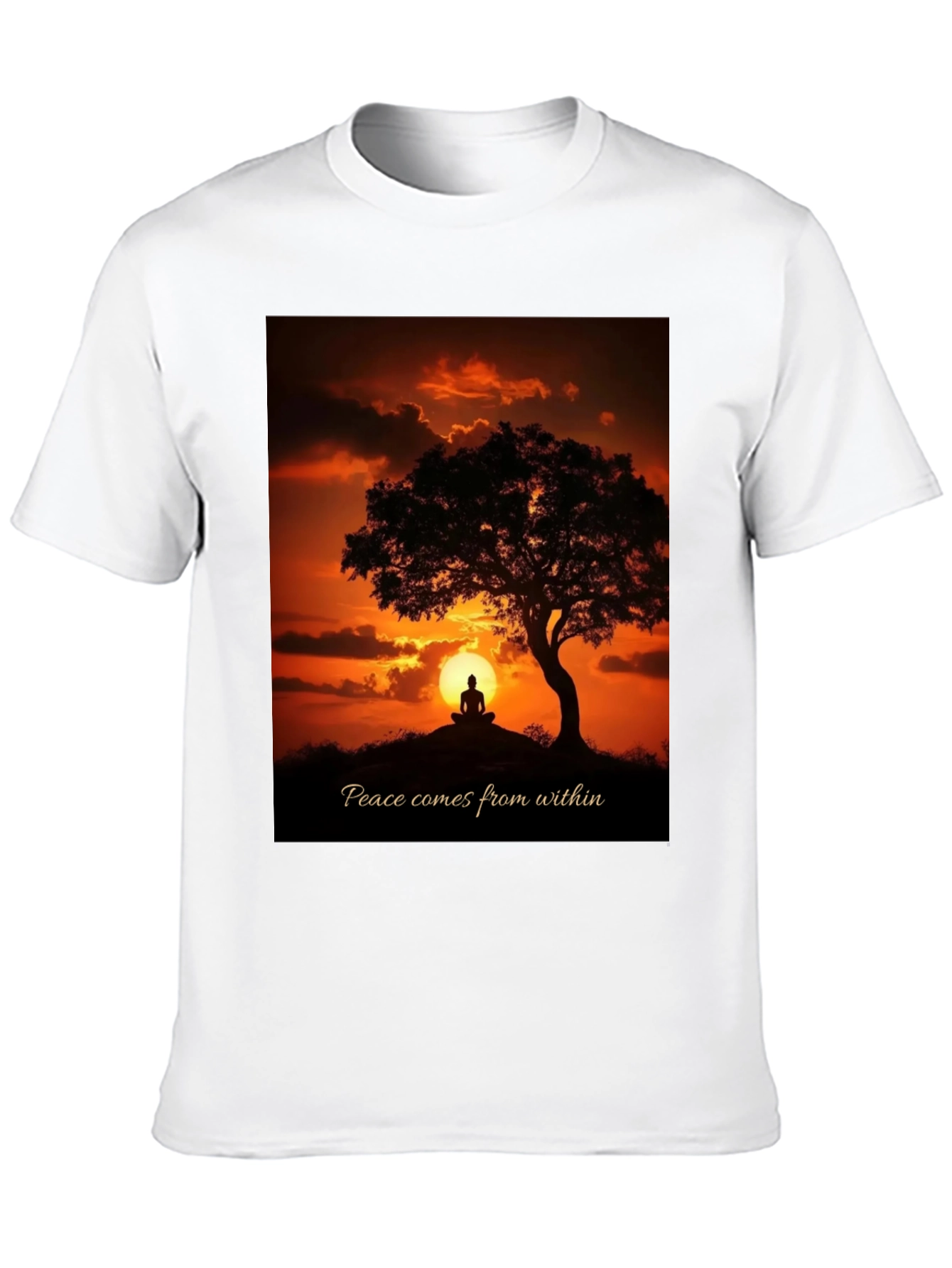 Peace Within Graphic Tee - Sunset Meditation Shirt