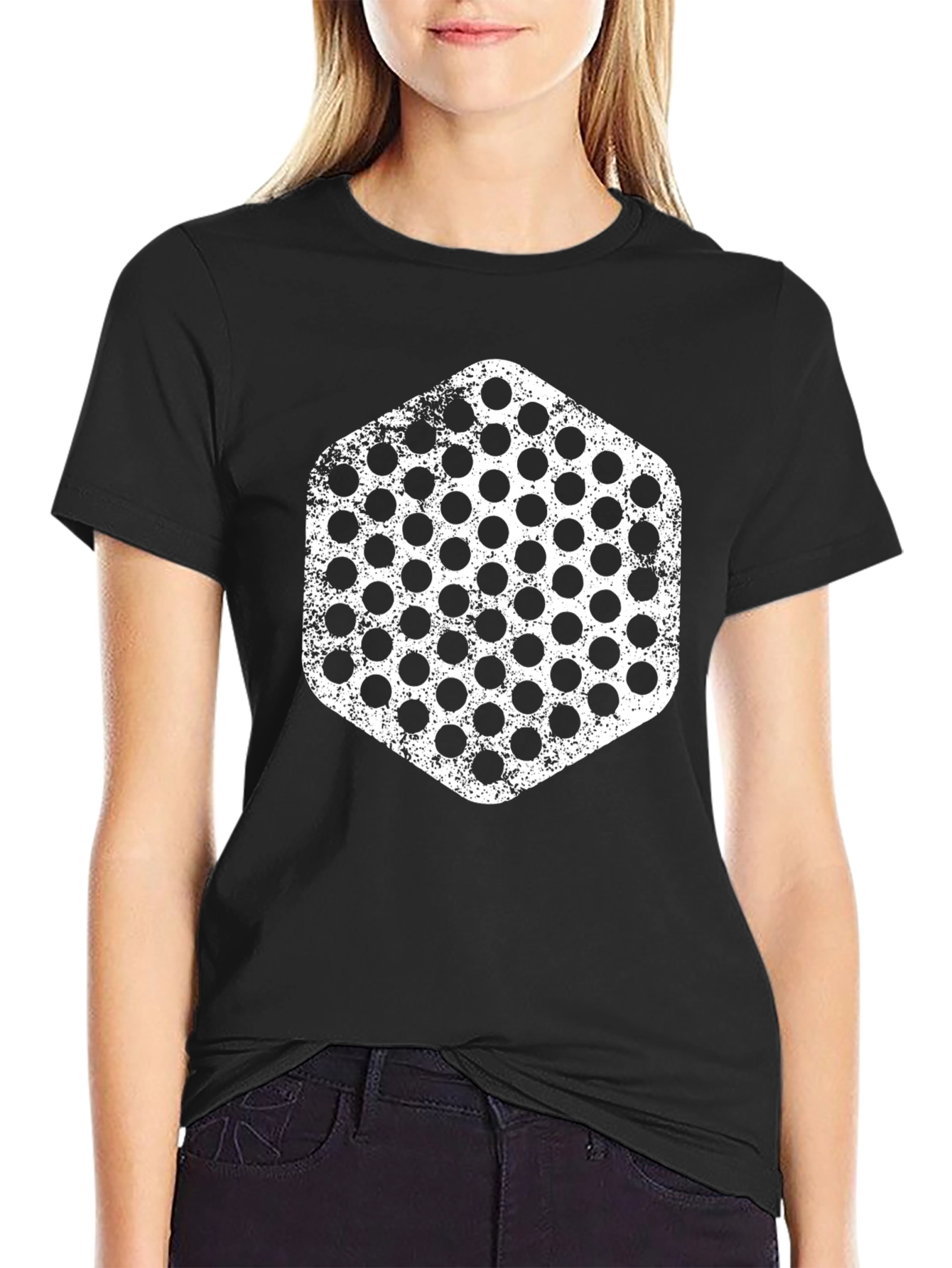 Honeycomb Graphic Tee - Black Cotton Casual Shirt