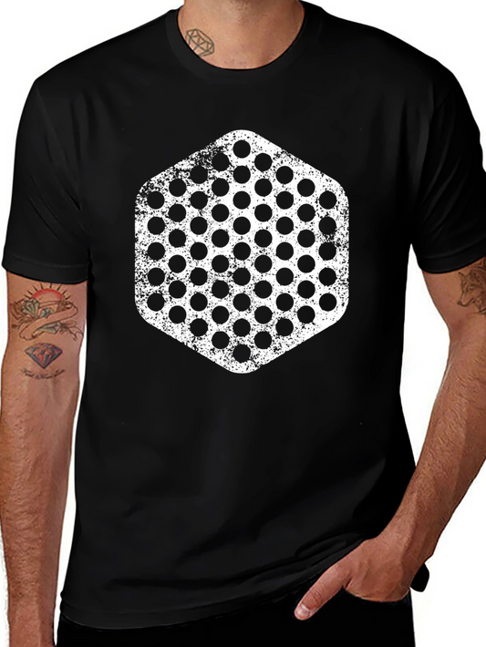 Honeycomb Graphic Tee - Black Cotton Casual Shirt