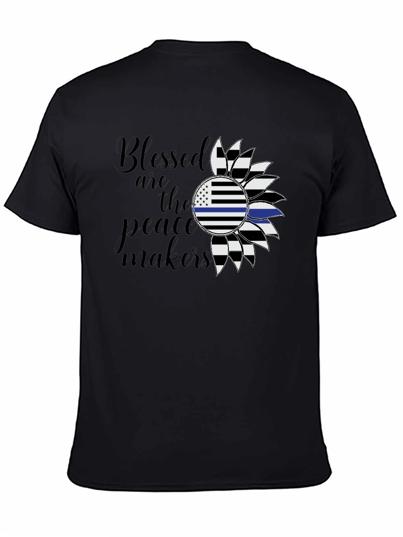 Blessed Peacemakers Sunflower Graphic Tee - Black