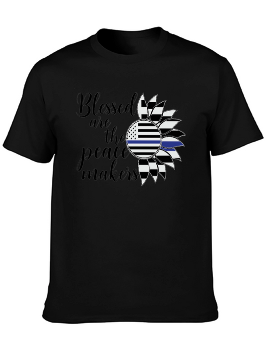 Blessed Peacemakers Sunflower Graphic Tee - Black