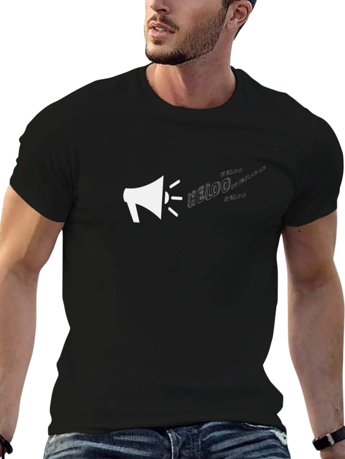 Megaphone Graphic Tee - Black Cotton T-Shirt