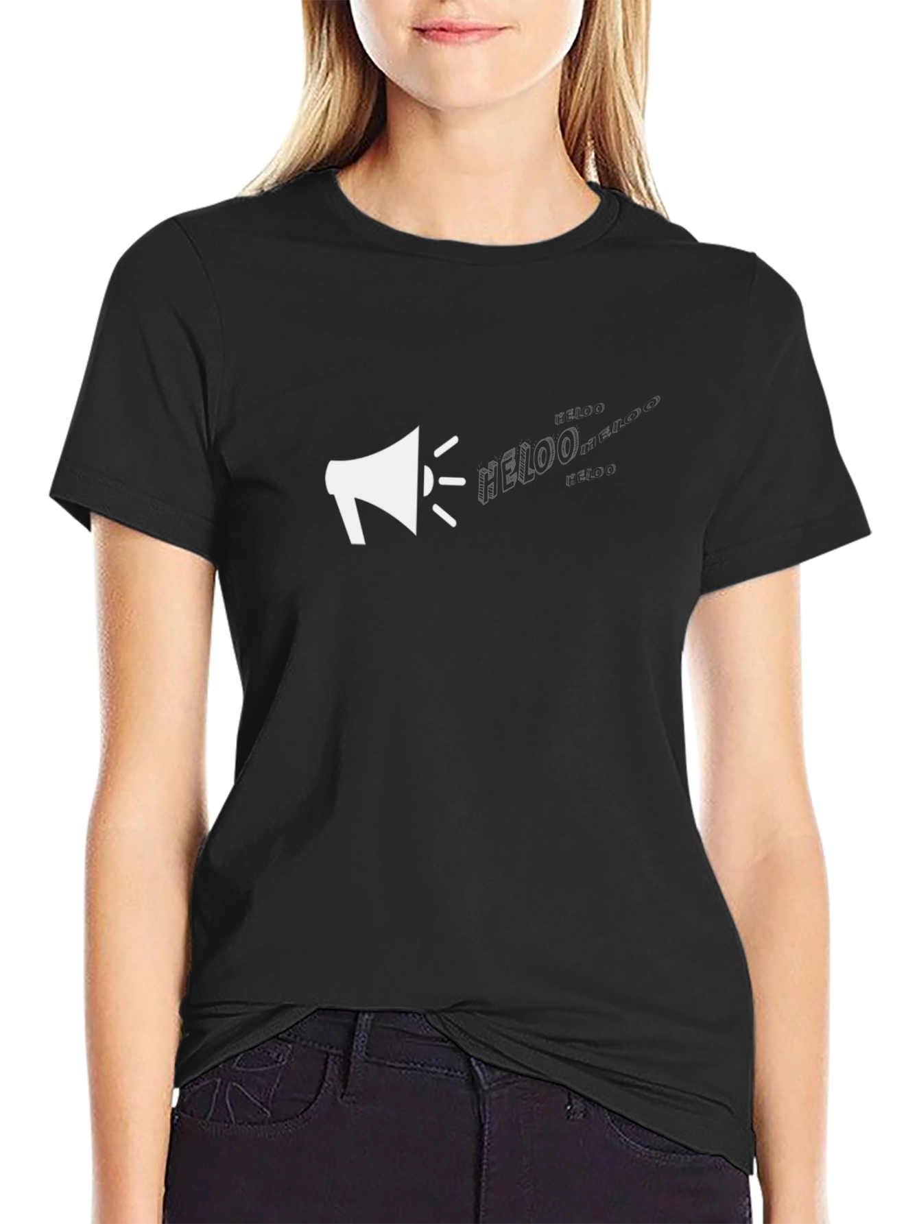 Megaphone Graphic Tee - Black Cotton T-Shirt
