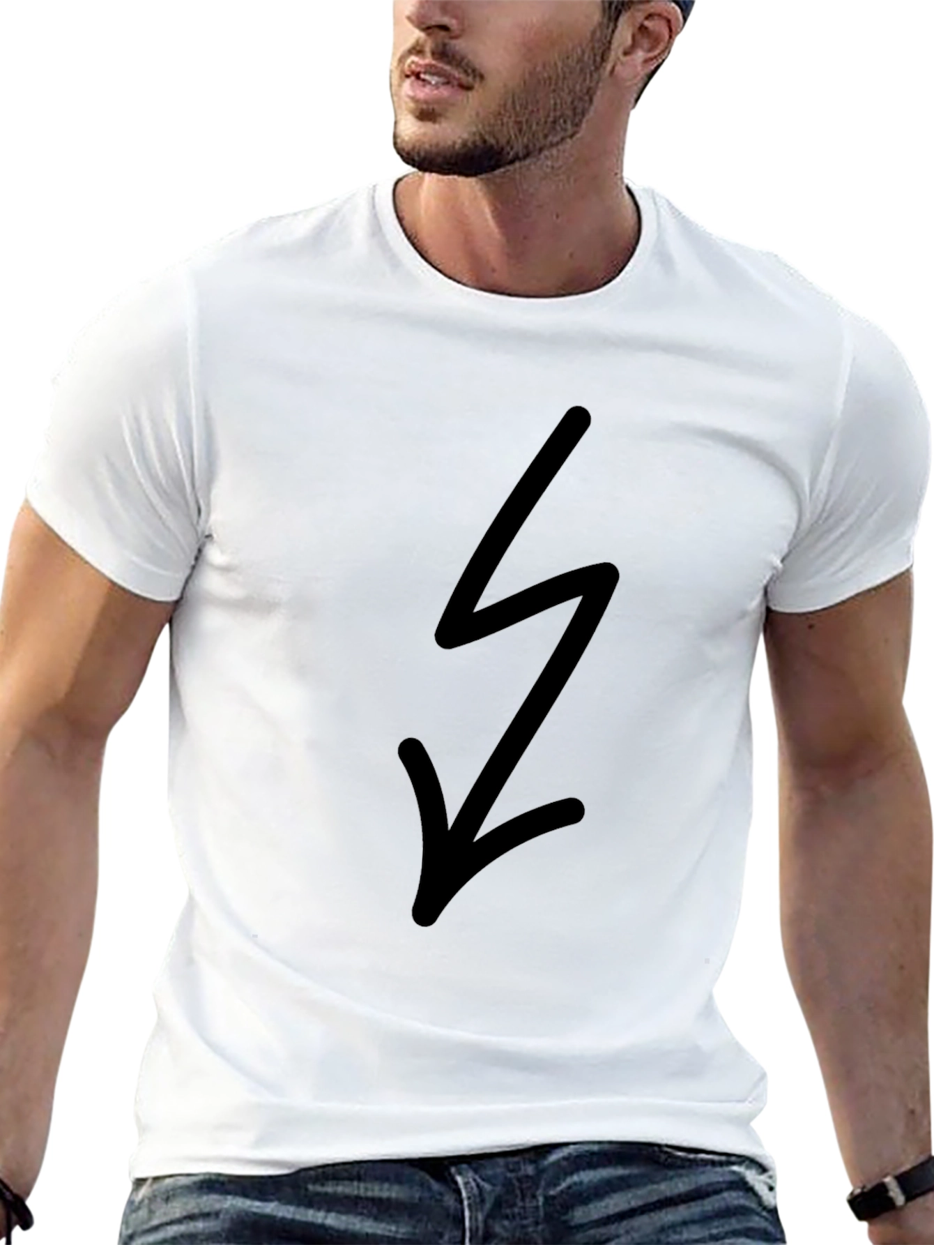Black Lightning Bolt Graphic Tee - Trendy Casual Shirt
