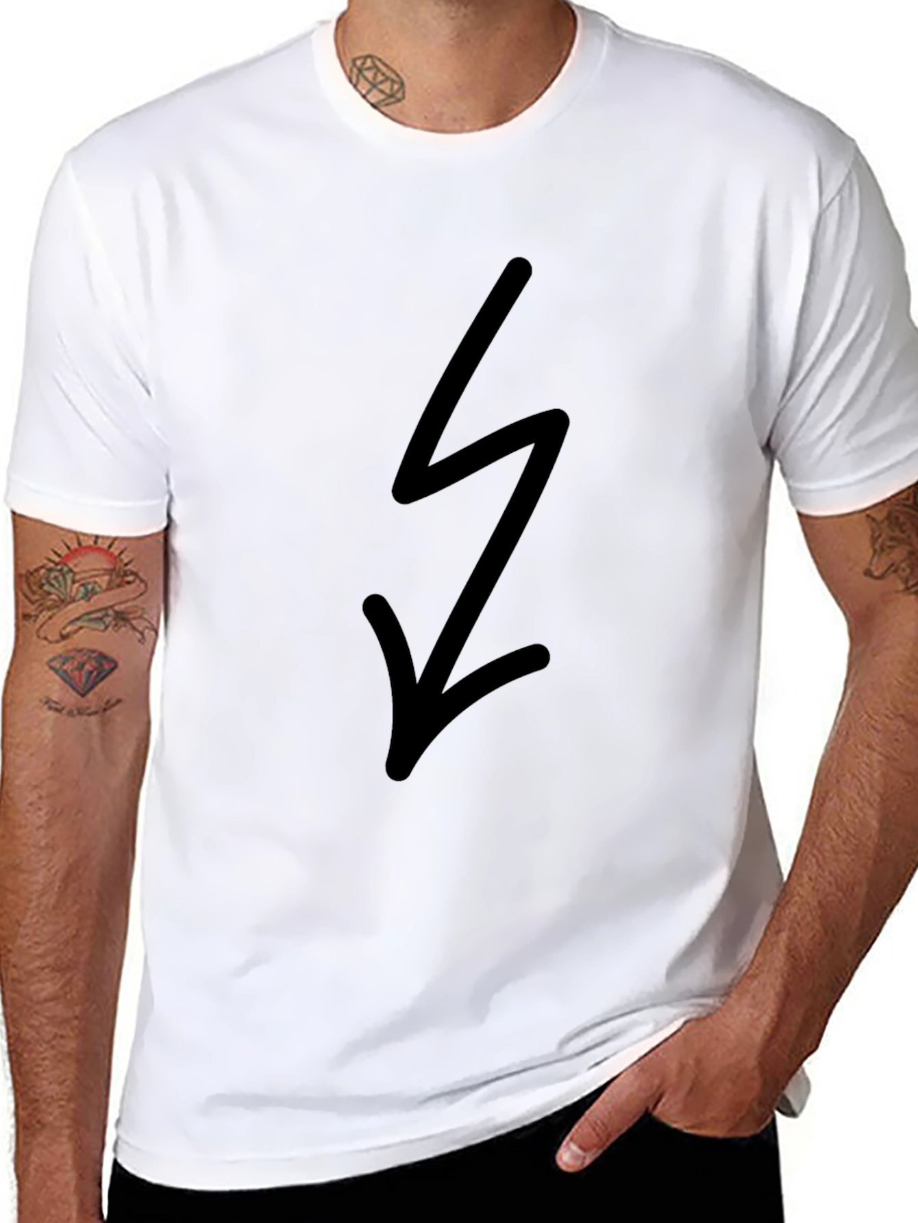 Black Lightning Bolt Graphic Tee - Trendy Casual Shirt