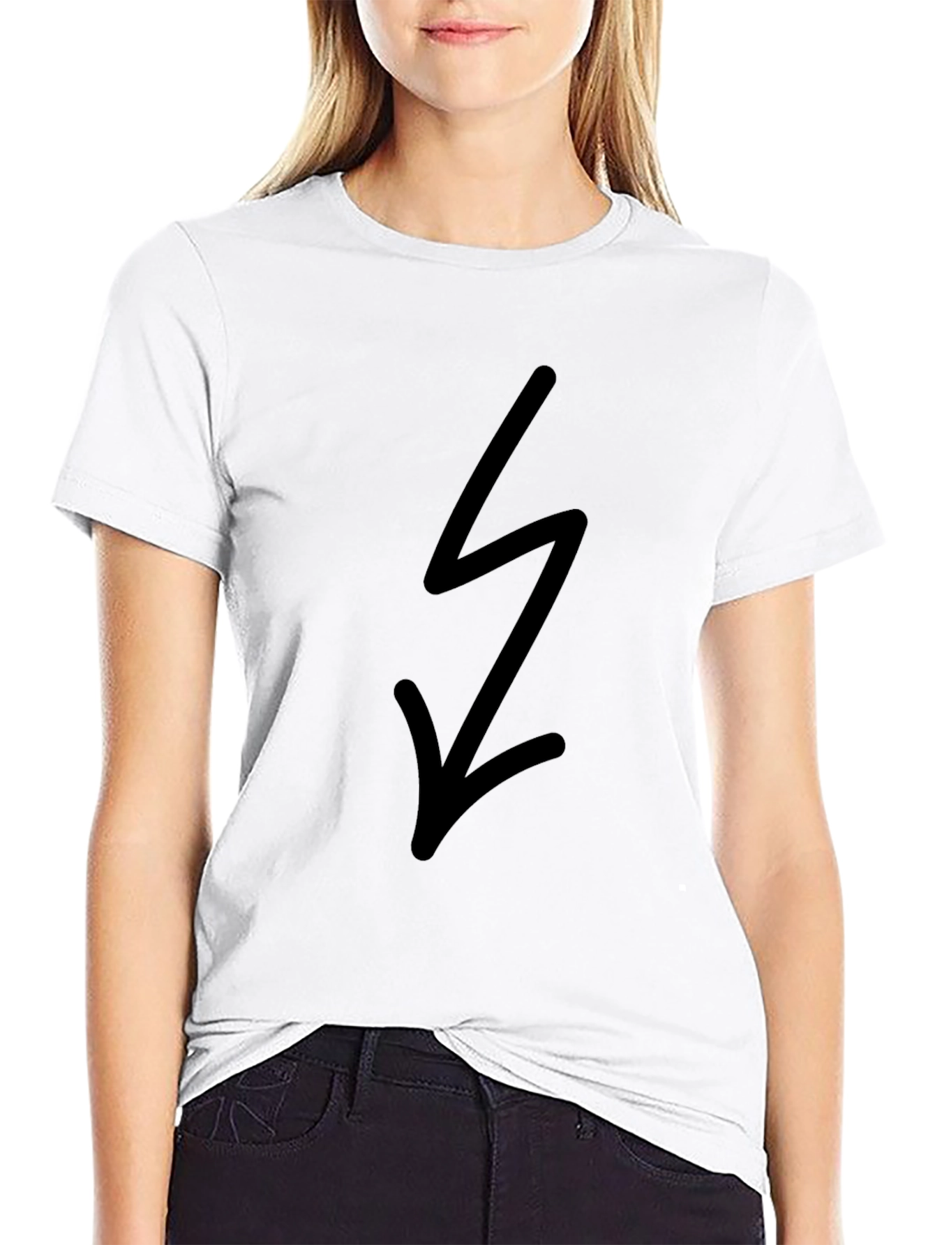 Black Lightning Bolt Graphic Tee - Trendy Casual Shirt