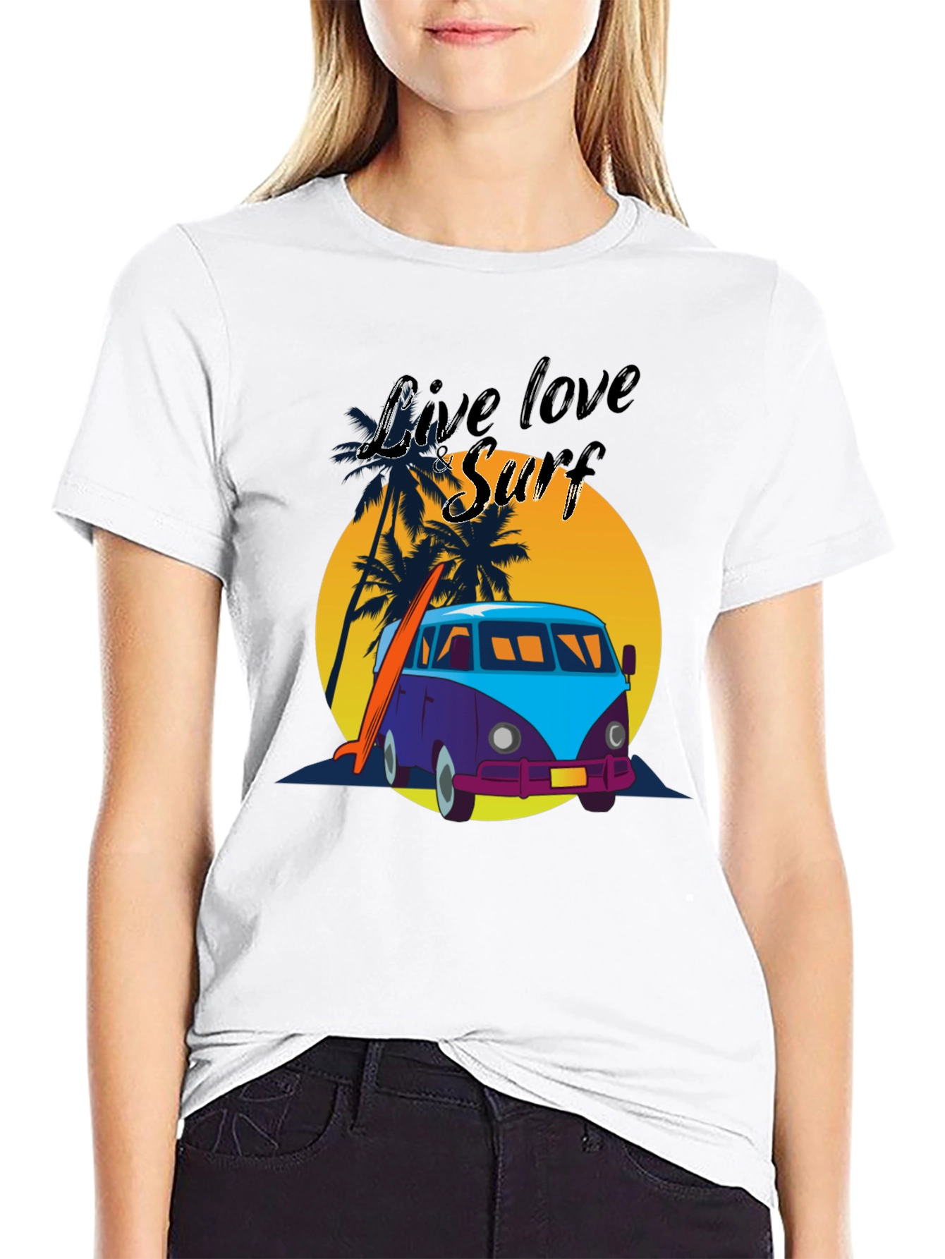 Live Love Surf Tee - Retro Van Beach Vibes