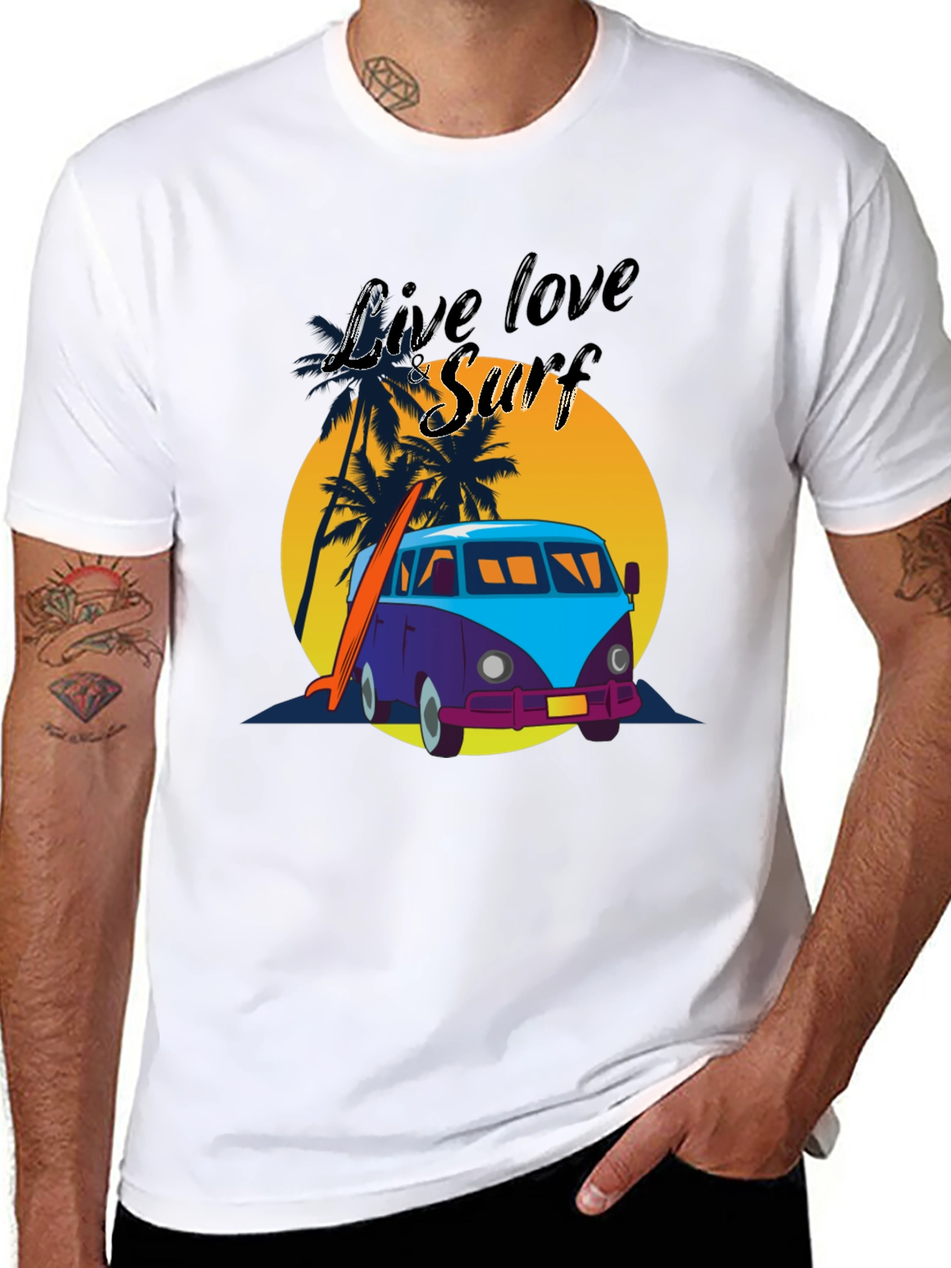 Live Love Surf Tee - Retro Van Beach Vibes