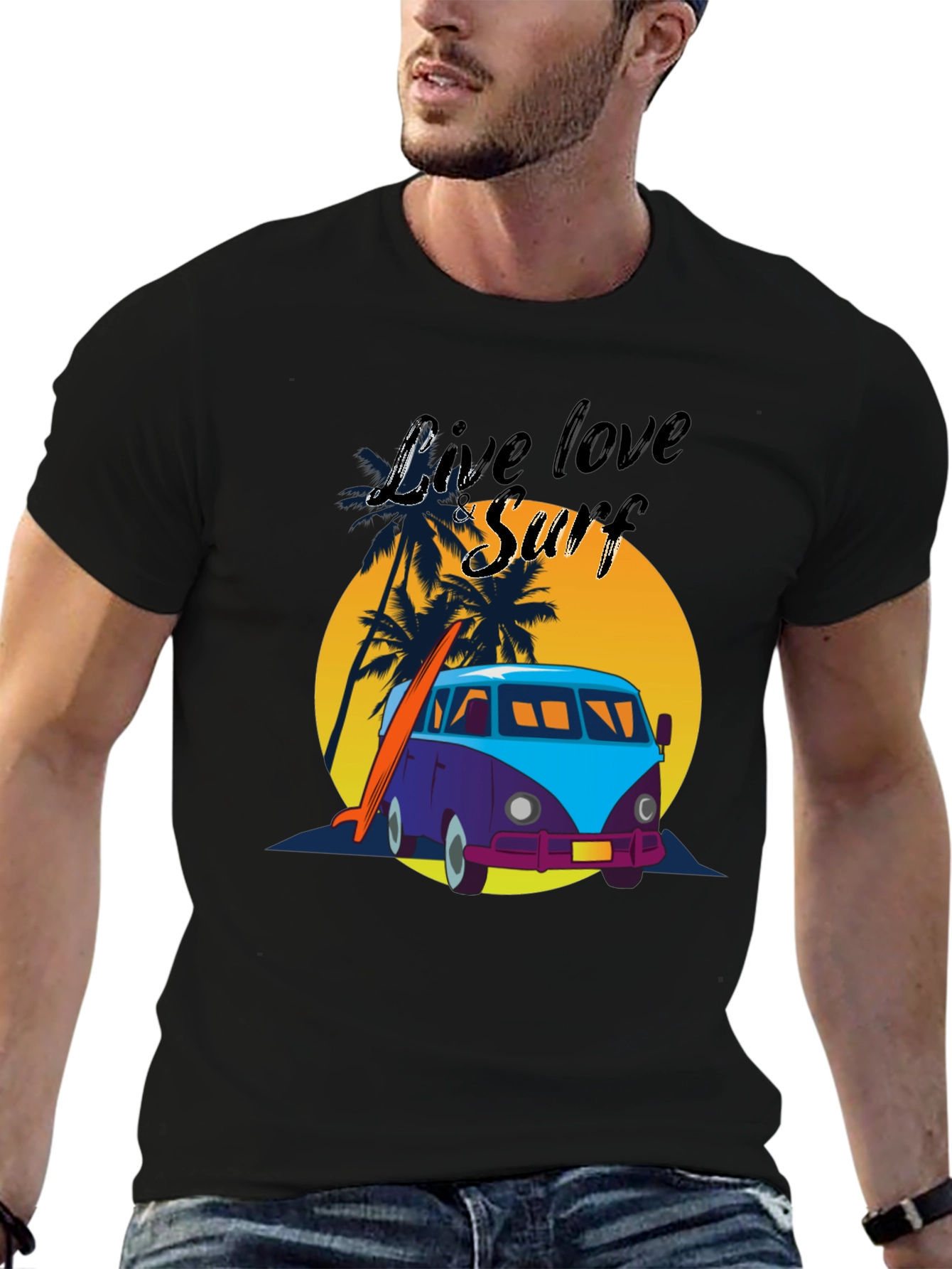 Live Love Surf Tee - Retro Van Beach Vibes