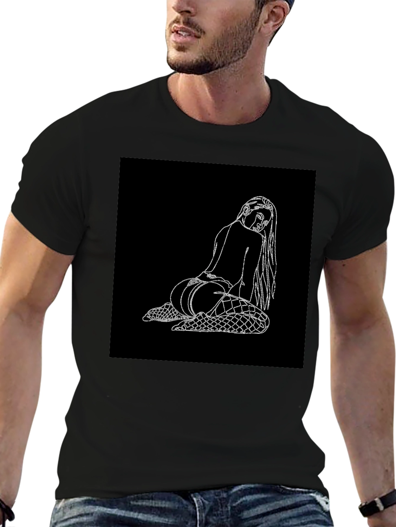 Edgy Graphic Tee: Back View Woman